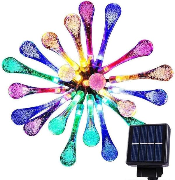 50 LED droppformade solcellslampor, trädgårdsbelysning för utomhusbruk, vattentät, 6,9 meter lång.