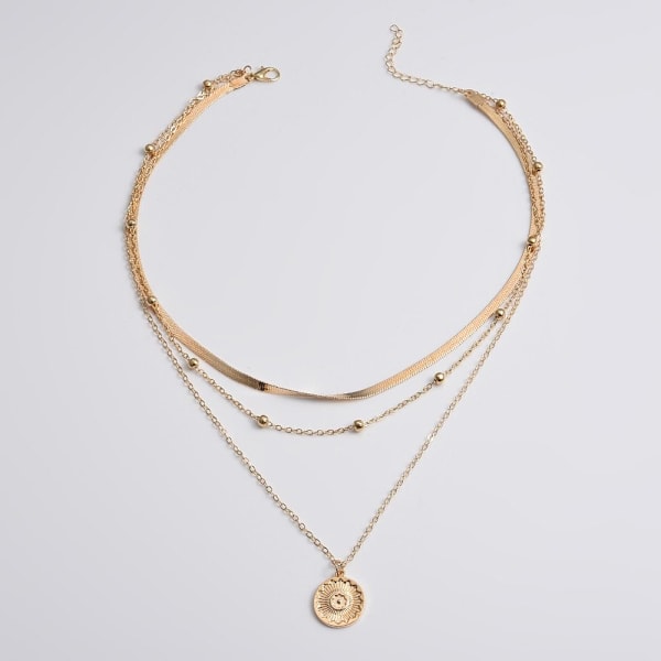 Hett 2025 Legeringshalsband Multilagerhalsband GULD gold