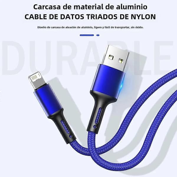 USB Hurtig Opladerkabel til iPhone 11 12 13 14 pro X Max 6s 7 8 plus Apple iPad Data- og Opladerkabel Kompatibelt med Origin Line-lingling} Blue 1m