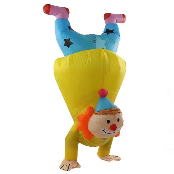 Oppblåsbart håndstående klovnekostyme for voksne Halloween opp ned klovn oppblåsbart kostyme-lingling