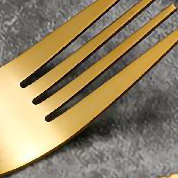 Bärbara bestick i rostfritt stål, robusta bestick, guldgaffel 0.1