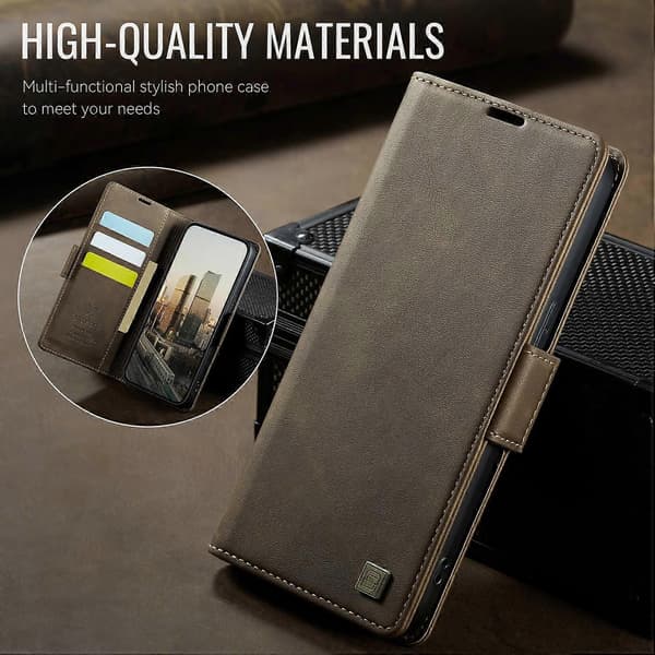 Kompatibel med iPhone 12 Pro 6.1 tommer iPhone 12 6.1 tommer Case AUTSPACE A11 RFID-blokering Retro Læder Cell Pho-lingling} Multicolor Brown