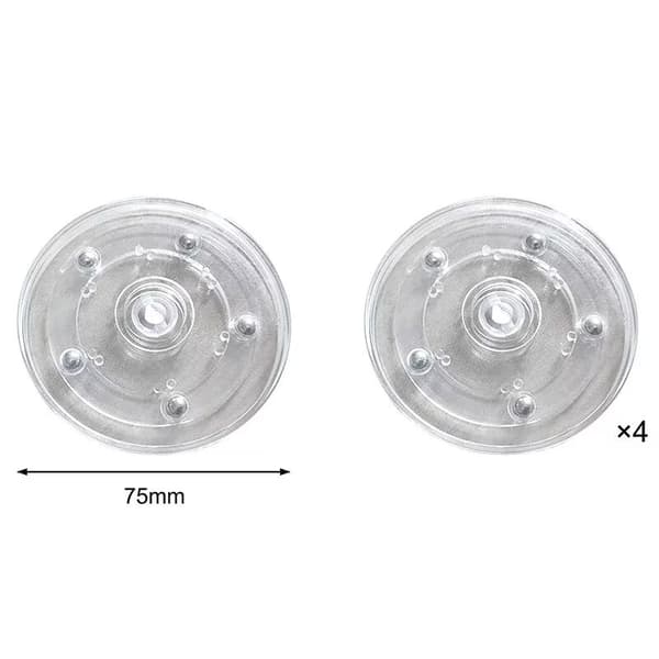 Fire 75 mm klare roterende plastbakker med roterende baser