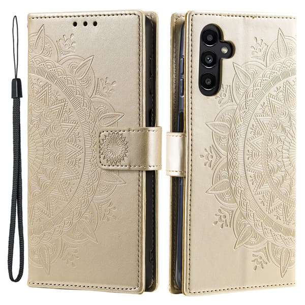 Kompatibel med Samsung A15 4G Mandala Wallet Case - Guld Guld gold