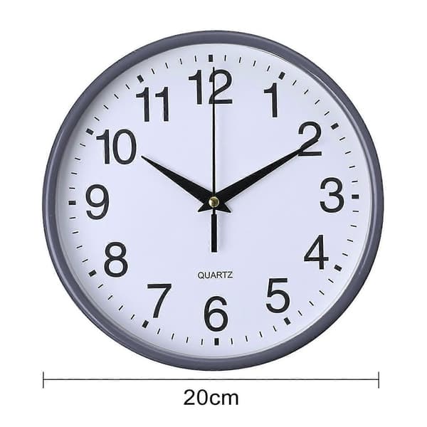 Round Wall Clock, Minimalist Style, High-Precision Battery Operated, Tick-Free Quartz Clock, Wall Decoration. Grey