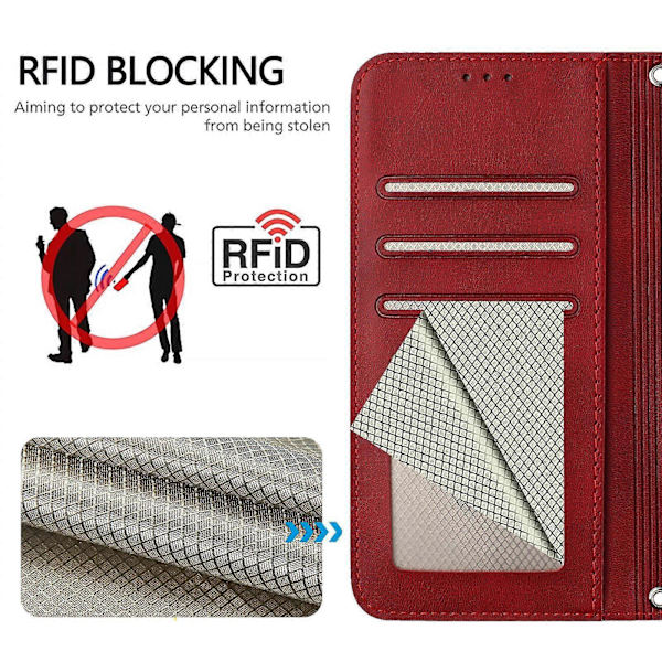 Panda RFID PU Telefonfodral Kompatibelt med Doogee Note 59 / Note 59 Pro-lingling} Wine Red