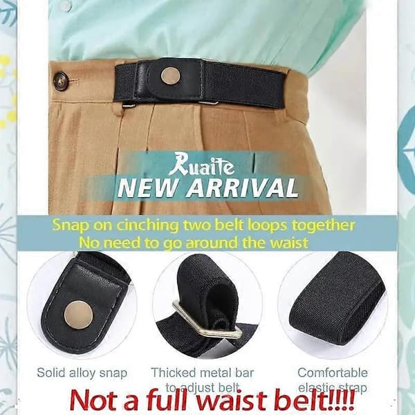 2-delt/sett elastisk midjebelte uten spenne, unisex, egnet for bukser, jeans, avslappet stil, justerbart, usynlig midjebelte blue