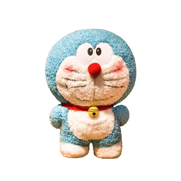 Lockigt hår Doraemon Plysch - Klassisk Blå Fet Gosedjur, 43cm