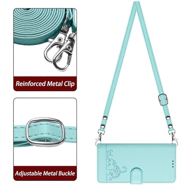 Kat Rot Præget RFID PU Etui Kompatibelt med Oukitel C36 / C35-lingling} Mint Green