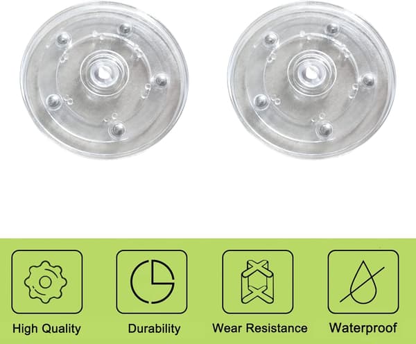 Fyra 75 mm klara roterande brickor i plast med roterande baser