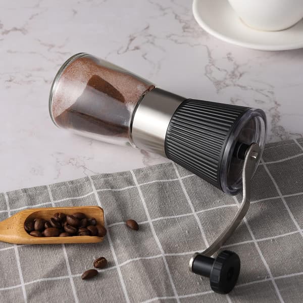 Manual Coffee Grinder with Adjustable Conical Ceramic Burr, Suitable for Espresso, Drip Coffee, and French Press (Black).