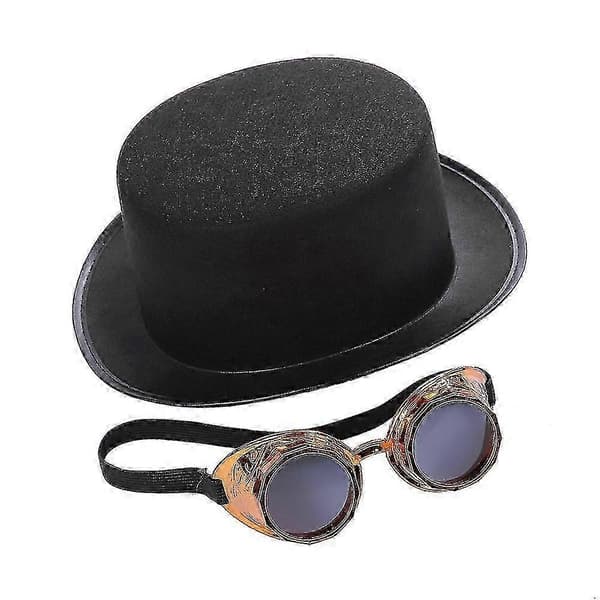 Steampunk-silinterihattu irrotettavilla suojalaseilla, punk-hattu, steampunk-hattu - lingling}