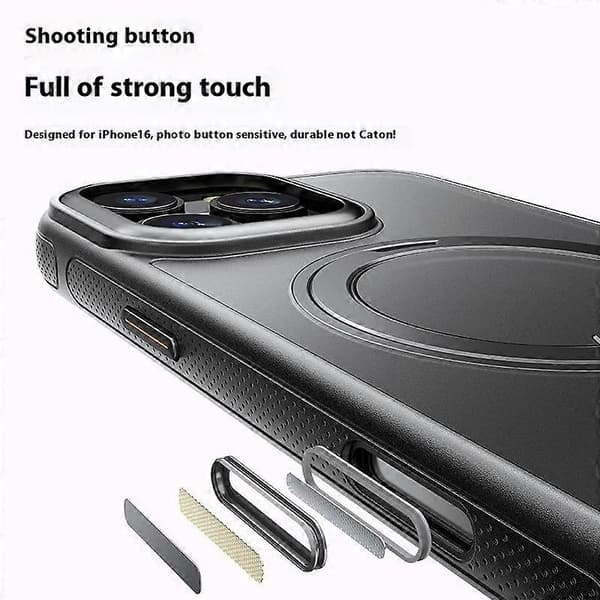 Kompatibel med iPhone 16 Pro Magnetiskt Skal Roterande Växel Pivot Ställ PC + TPU Telefon Baksida -lingling} Multicolor Transparent