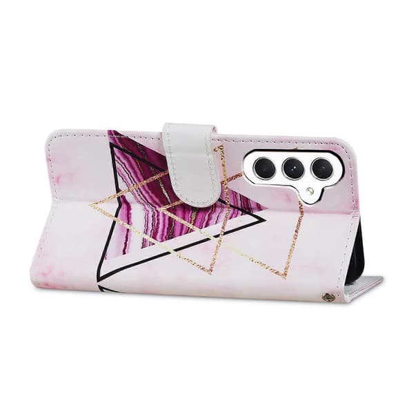Kompatibel med Samsung Galaxy S24 FE Plånboksfodral PU Läder Mönstertryck Ställ Telefonskal med Rem-lingling} Multicolor Triangle