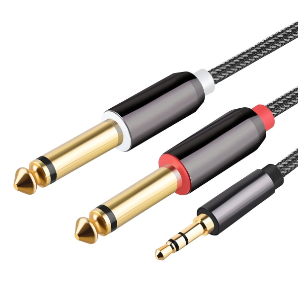 Ljudkabel 3,5 mm till dubbel 6,35 mm aux-kabel 2x6,5 jack till 3,5 hane för mixerförstärkare Högtalare Spl