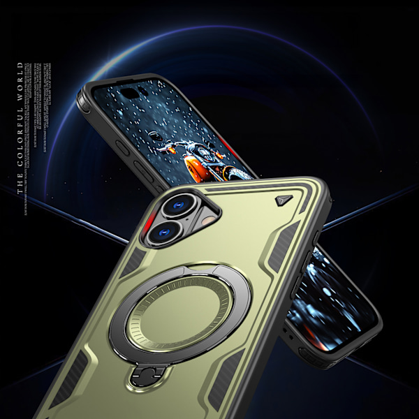 Hybrid Armor Trendy Cover med MagSafe til iPhone 16 - Grøn