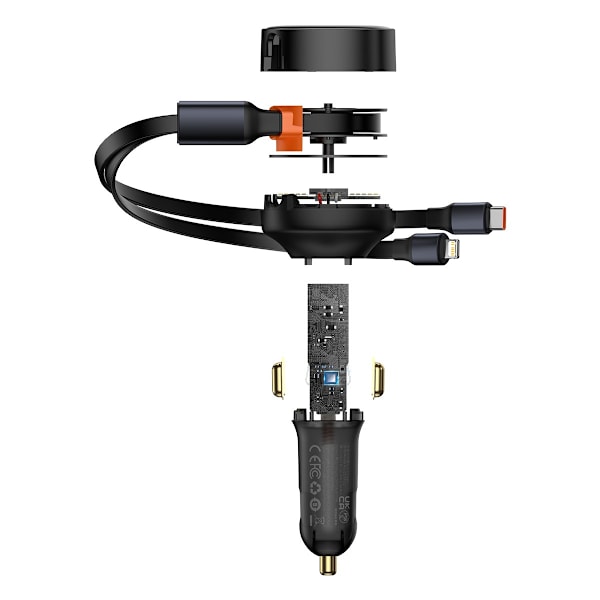 Baseus Enjoyment 2-i-1 Biladdare 30W Svart (CGTX000001)