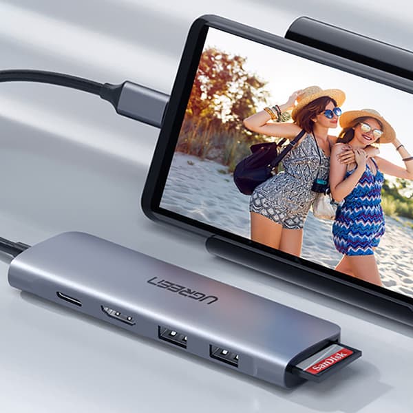 Ugreen CM195 6-i-1 Adapter USB-C: HDMI & 2x USB-A 3.0 & USB-C PD