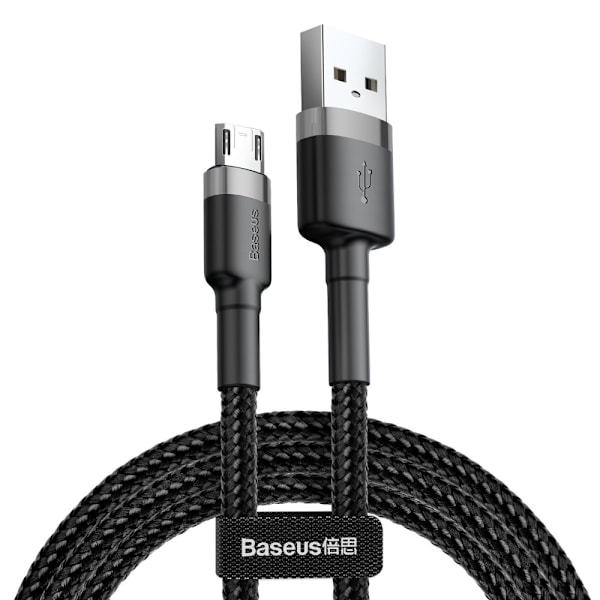 Baseus Cafule Slitstark Nylonkabel USB/micro USB 2A 3M Svart-Grå