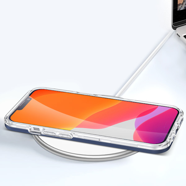 Tydligt 3-i-1 fodral till iPhone 13 mini/ gelétäcke med blå ram