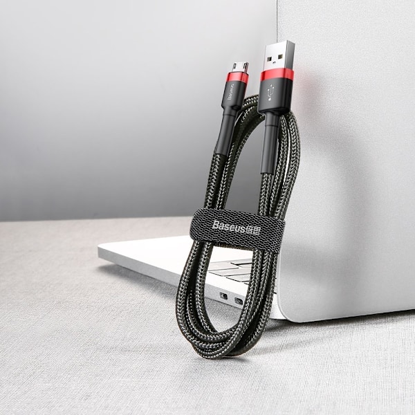Baseus Cafule hållbar nylon USB/micro USB kabel 2A 3M svart-röd