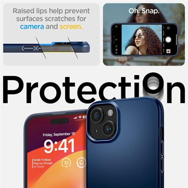 Spigen Thin Fit Fodral för iPhone 15 Plus - Blå