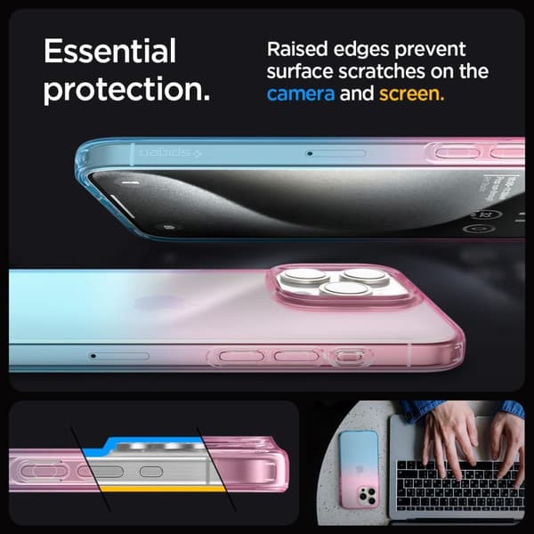 Spigen Liquid Crystal-Fodral för iPhone 15 Pro - Rosa och Blå