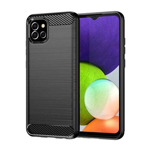 Samsung A03S EU Elastiskt Fodral i Kolfiberstil - Svart