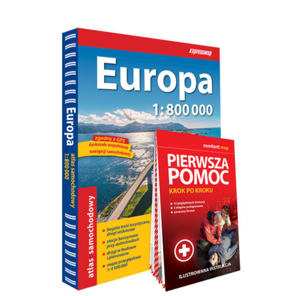 Europakarta 1:800 000 + Första hjälpen - steg för steg - illustr