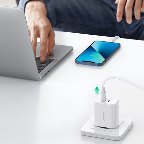 Ugreen USB-C Väggladdare 40W/ Dual Port/ Power Delivery/ Vit (10