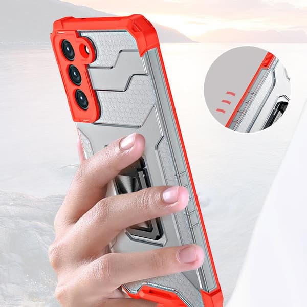Kristallringfodral med hybridskydd + magnetisk hållare för Samsu