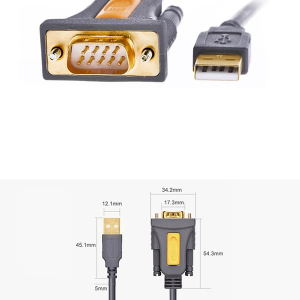 Ugreen USB-A till RS-232 DB9 Adapterkabel 1/5m Grå (CR104)