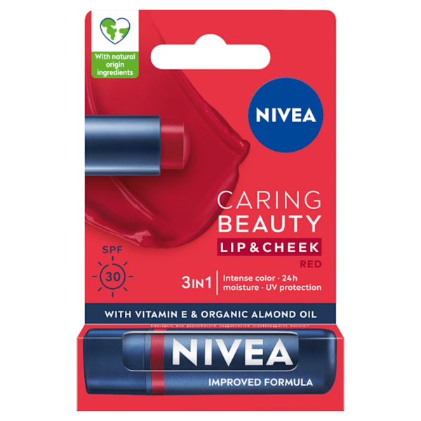 Nivea Vårdande Läppstift 3-i-1 Röd/ 4.8 g