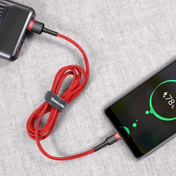 Baseus Cafule USB-A till USB-C Kabel QC 3.0 3A 0/5 m - röd