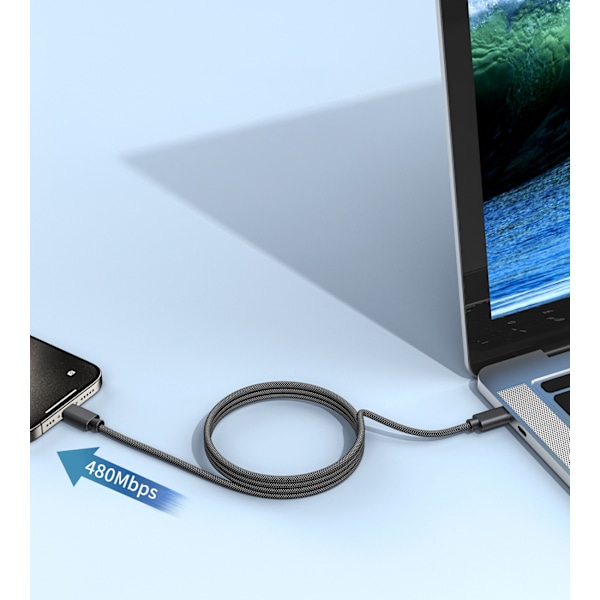Choetech XCC-1054 240W Magnetisk USB-C Kabel m. Power Delivery 3.1 - 1,2m Sort