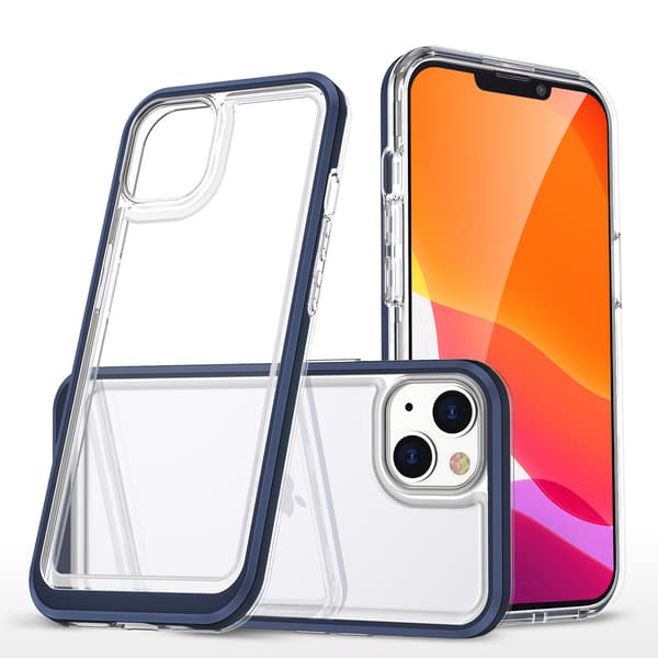 Transparent 3i1 Skyddsfodral iPhone 14 Plus Silikonskal med Blå