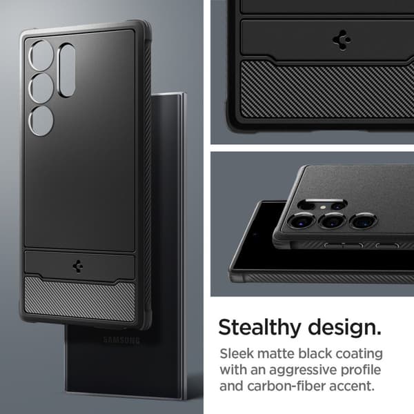 Robust Svartmattskal för Samsung Galaxy S24 Ultra - Spigen Rugge