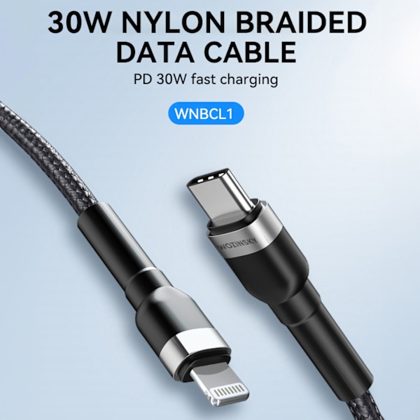 Wozinsky USB-C till Lightning Kabel 30W PD/ 1m - Svart