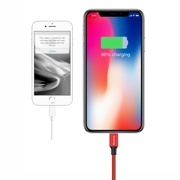 Baseus Yiven Flätad Kabel USB/Lightning 1/8M Röd (CALYW-A09)