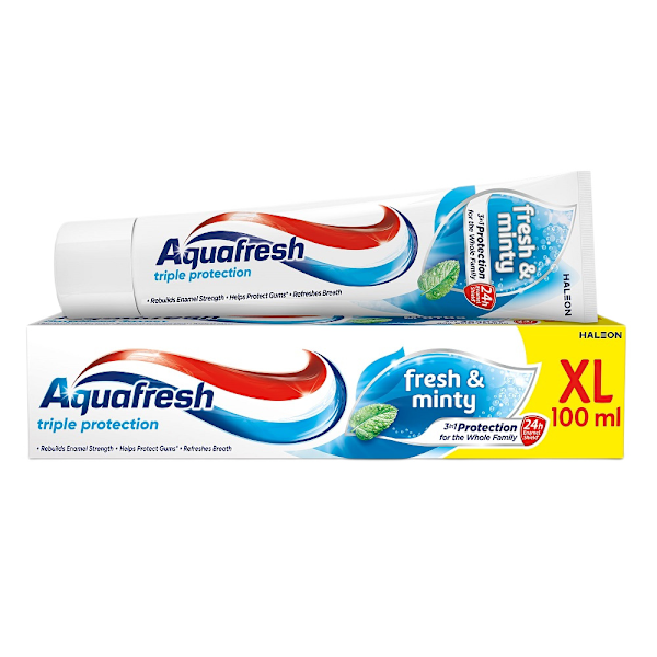 Aquafresh Kolminkertainen Suojaus Raikas ja Minttuinen Hammastahna, 100 ml
