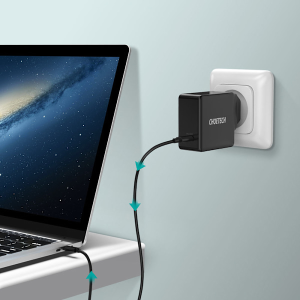 Choetech Snabbladdare Väggladdare USB-C PD 60W 3A Svart (Q4004-E
