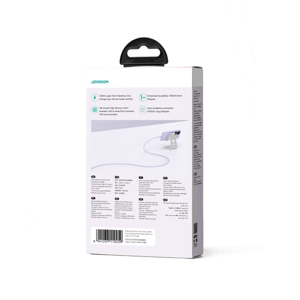 Joyroom Multi-Color S-A34 Kabel USB-A / USB-C 100W 1m - Lila