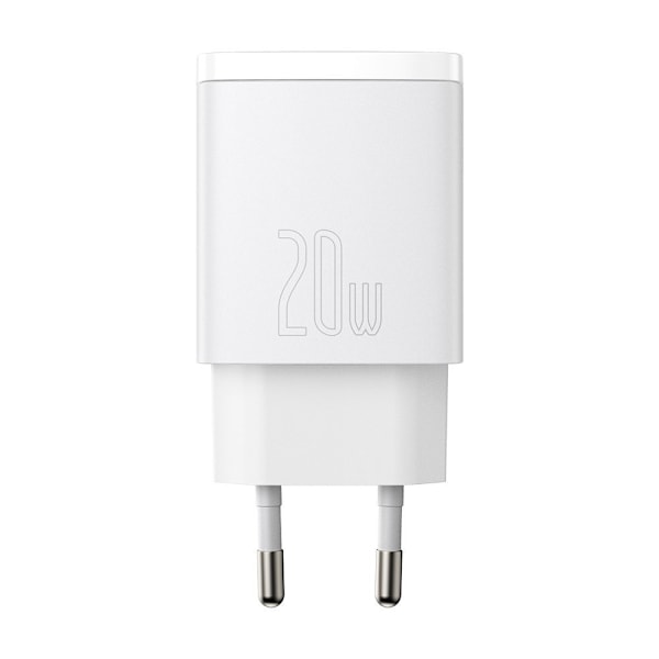 Baseus Compact 20W USB-A/USB-C Snabbladdare PD QC 3.0 Vit CCXJ-B