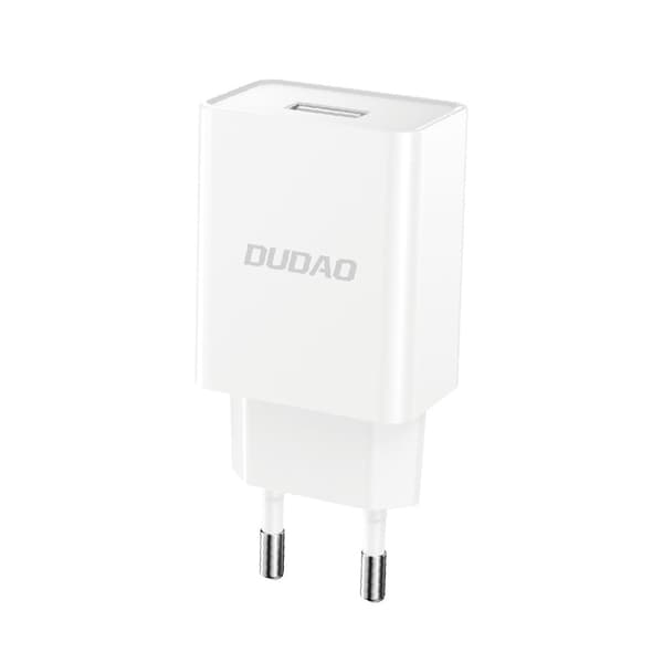 Dudao A4EU Väggladdare USB-A 2.1A Vit + USB-A till Lightning Kab