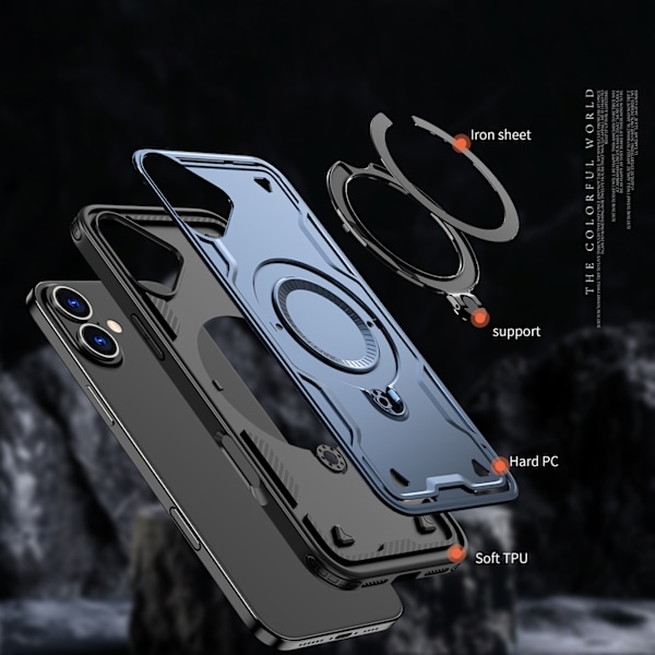 Hybrid Armor Magsafe Etui til iPhone 16 - Blå