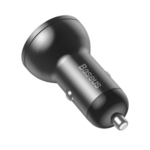 Baseus bil-laddare 2x USB 4/8A 24W med LCD grå (CCBX-0G)