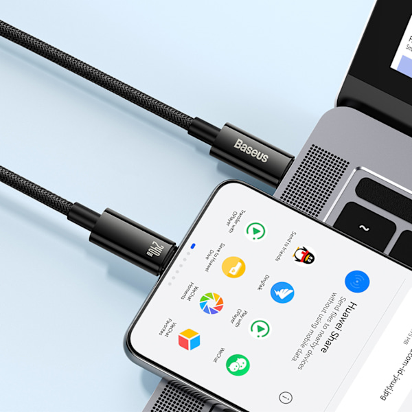 Baseus USB-C till USB-C Kabel 240W 480Mb/s 2m Svart-Grå