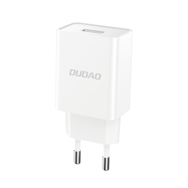 Dudao A4EU USB-A Nätladdare 2.1A - Vit + USB-A till Micro USB-Ka