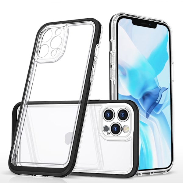 Transparent 3-i-1 fodral för iPhone 12 Pro Max med svart ram