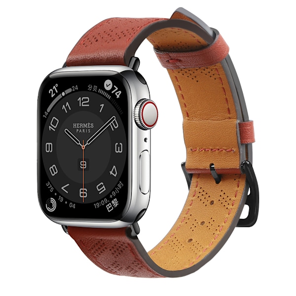 Exklusivt Rött Läderarmband för Apple Watch Ultra/ SE/ 9-1 (49-4
